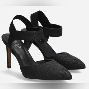 Franco Sarto Lima Textured Slingback Heels in Black - Size 8.5